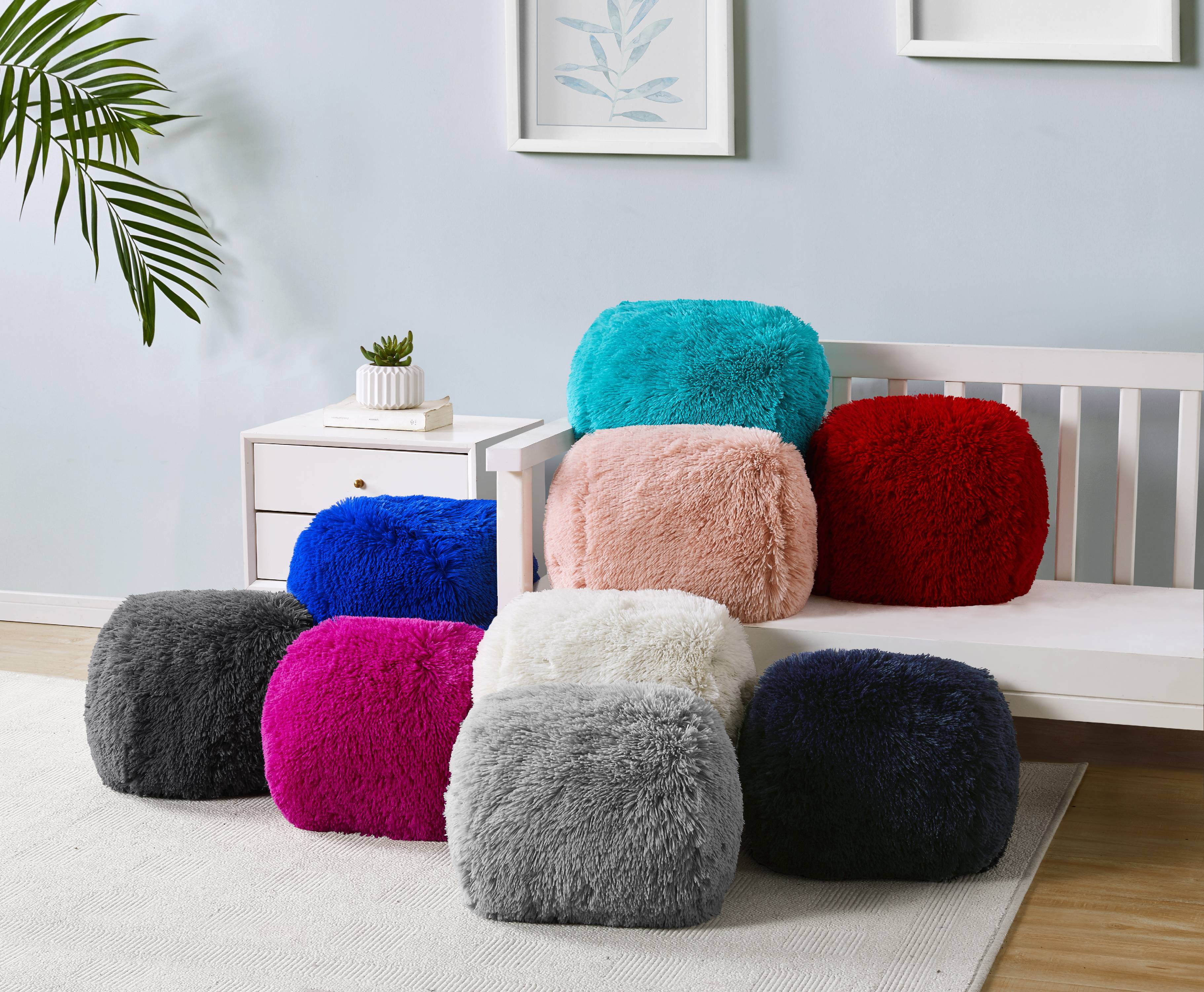 Mainstays Fluffy Faux Fur Decorative, Flokati Faux Fur Round Throw Pillow