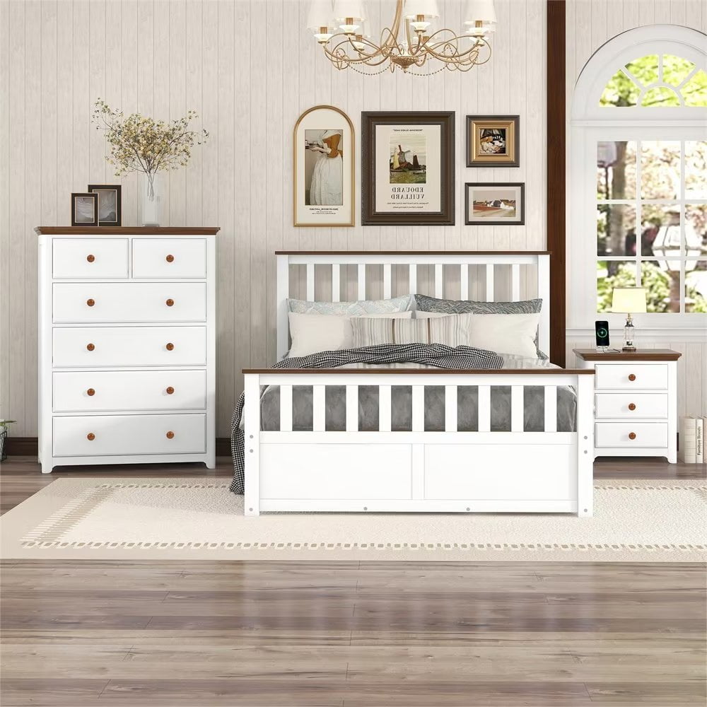 3 Pieces Bedroom Sets include Full Size Platform Bed, Nightstand and