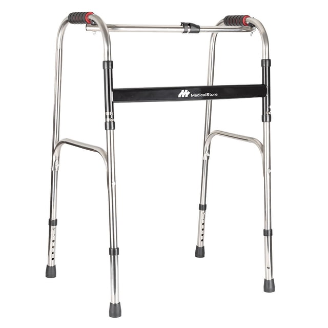 MEDICAL STORE Andadera de Lujo Adulto Tercera Edad Modelo Fabricada En Acero De Alta Resistencia Altura Ajustable 6 Alturas y Plegable Por Medio de Palancas