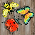thumbnail image 5 of 3 Pcs Metal Butterfly Wall Art Decor Kit, 3D Metal Insect Bee Wall Art Decor Hanging Outdoor Wall Art Multicolored Handmade Flowers Outdoor Garden Patio Decor, 5 of 7