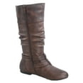 thumbnail image 2 of Forever Women's Mid Calf Slouch Boots Side Zip Buckles Narrow Brown 9, 2 of 2