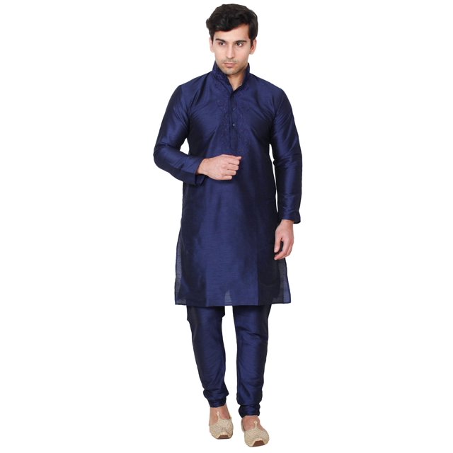 Maple Clothing Kurta Pajama Vêtements Indiens Robe de Mariage pour Hommes (Bleu, 3TG)