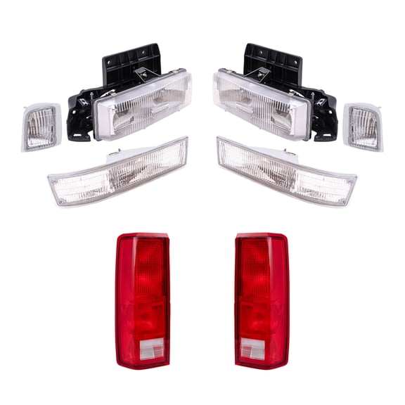 Brock Replacement Headlights Tail Lights and 4 Pc Park Signal Lights Compatible with 1995-2005 Astro Safari