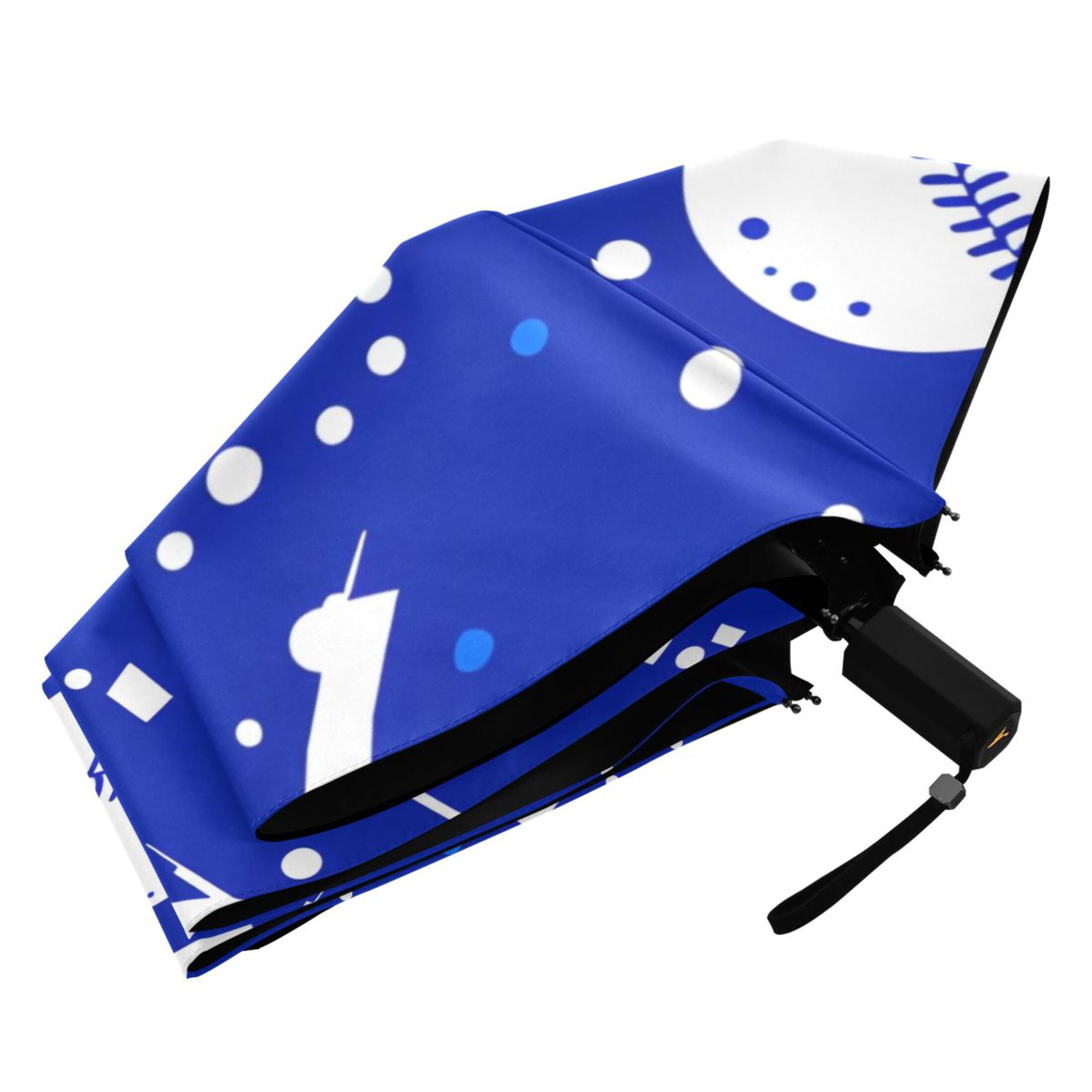ALAZA Baseball Art Pattern UPF 50+ Compact Folding Umbrella for Rain Travel Umbrella Packable