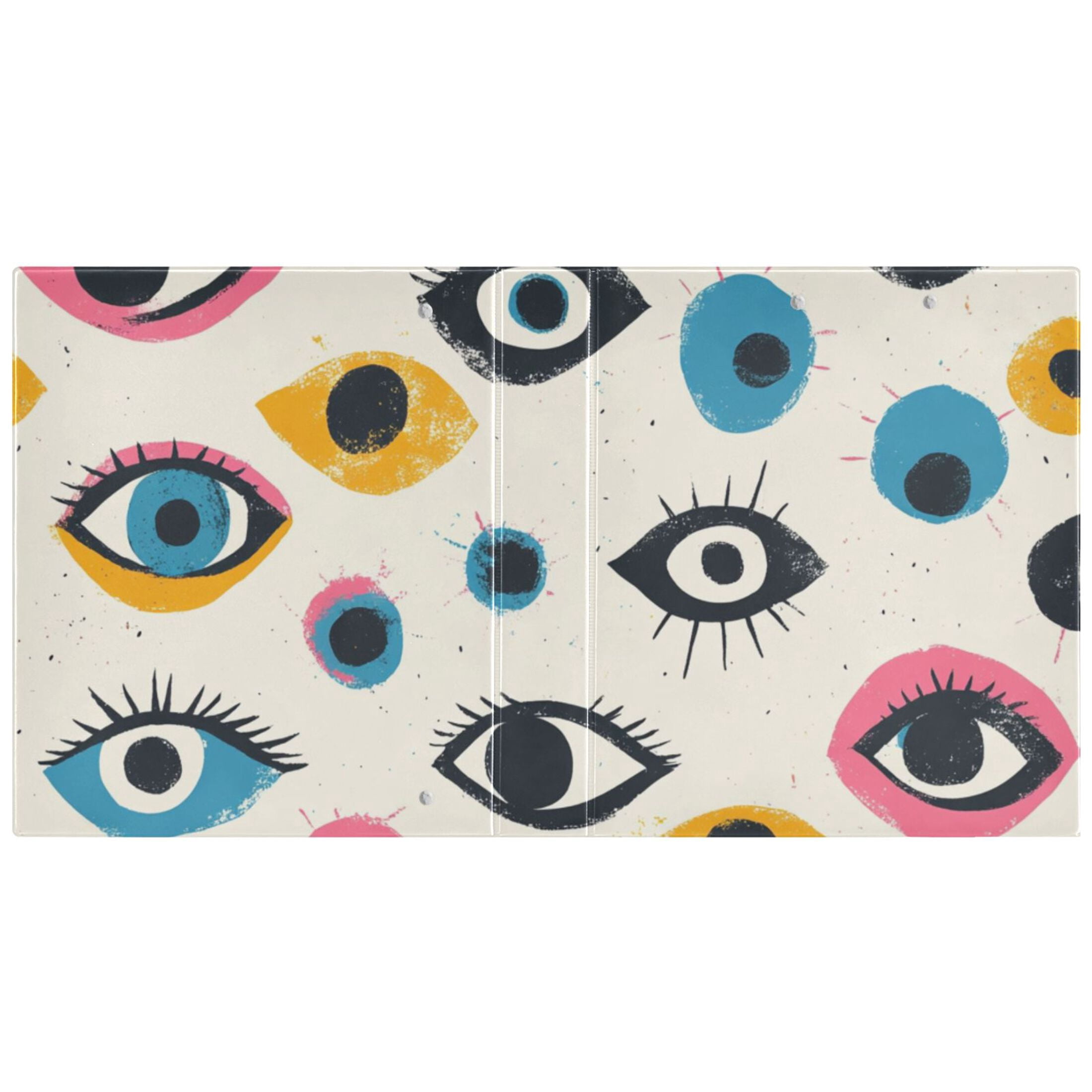 Abstract Eyes 3 Ring Binders 1.5 inch Hardcover File Folders with Interior Pockets A4 Size Organizer for School Office Hospital