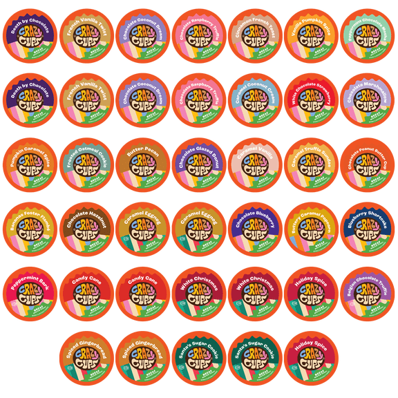 Crazy Cups Decaf Flavored Coffee Pods Variety Sampler Pack, 40 Count for Keurig K-Cup Brewers