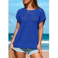 thumbnail image 3 of PRETTYGARDEN Womens Spring Tops Summer Shirts Crochet Cap Sleeve Sweater Pullover Cute Crew Neck Beach Cover Ups, 3 of 8