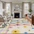 thumbnail image 2 of Easter Bunny Area Rugs Collection 6'x9', Spring Watercolor Polka Dot Flower Plaid Beige Non Slip Indoor Rectangle Throw Runner Rug Floor Mat Carpet for Living Room Dining Table Bedroom Nursery, 2 of 9