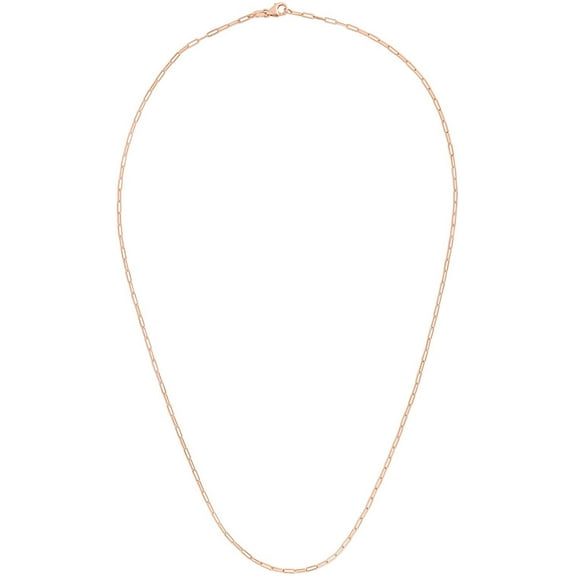 14K Rose Gold Paper Clip 1.5mm Solid Cable Link High Polish Mens Womens Necklace Chain, Giorgio Bergamo