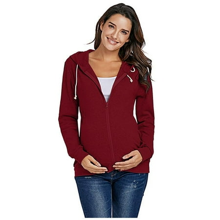 

TANGNADE Women s Maternity Zipper Nursing Hoodie Sweatshirts Tops For Breastfeeding