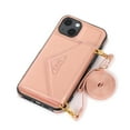 thumbnail image 6 of Phone Case for iPhone 14 Wallet Cover with Wrist Crossbody Strap Lanyard Credit Shoulder Card Holder Slot Stand Leather Back Magnetic Flip Cell Accessories For iPhone 14, Rosegold, 6 of 9