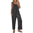 thumbnail image 2 of ZAZYULZ Summer Jumpsuits Womens Tank Jumpsuits Scoop Neck Sleeveless Rompers Casual Wide Leg Loose Fit Rompers With Pockets(Grey,M), 2 of 9