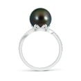 thumbnail image 2 of Angara Tahitian Cultured Pearl Ring with Diamond Loop in 14K White Gold for Women | June Birthstone Jewelry for Her, 2 of 7