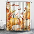 thumbnail image 2 of Fall Pumpkins Shower Curtain 84x72inches Thanksgiving Harvest Shower Curtain Set with Hooks Autumn Fruits Yellow Orange Leaves Waterproof Fabric Shower Curtains for Bathroom, 2 of 6