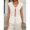 thumbnail image 3 of Womens Tie Crochet Shrug Short Sleeve Open Front Knit Cropped Cardigan Sweaters Cover Up  L, 3 of 7