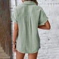 thumbnail image 7 of Tittly Button Down Shirts Shirts for Women Generisch Muslin Blouse Women's Summer Shirt Blouse Cotton Short Sleeve Linen Blouse Tops V Neck Long Blouse Tunic Short Sleeve Shirts Womens Shirts Green M, 7 of 7
