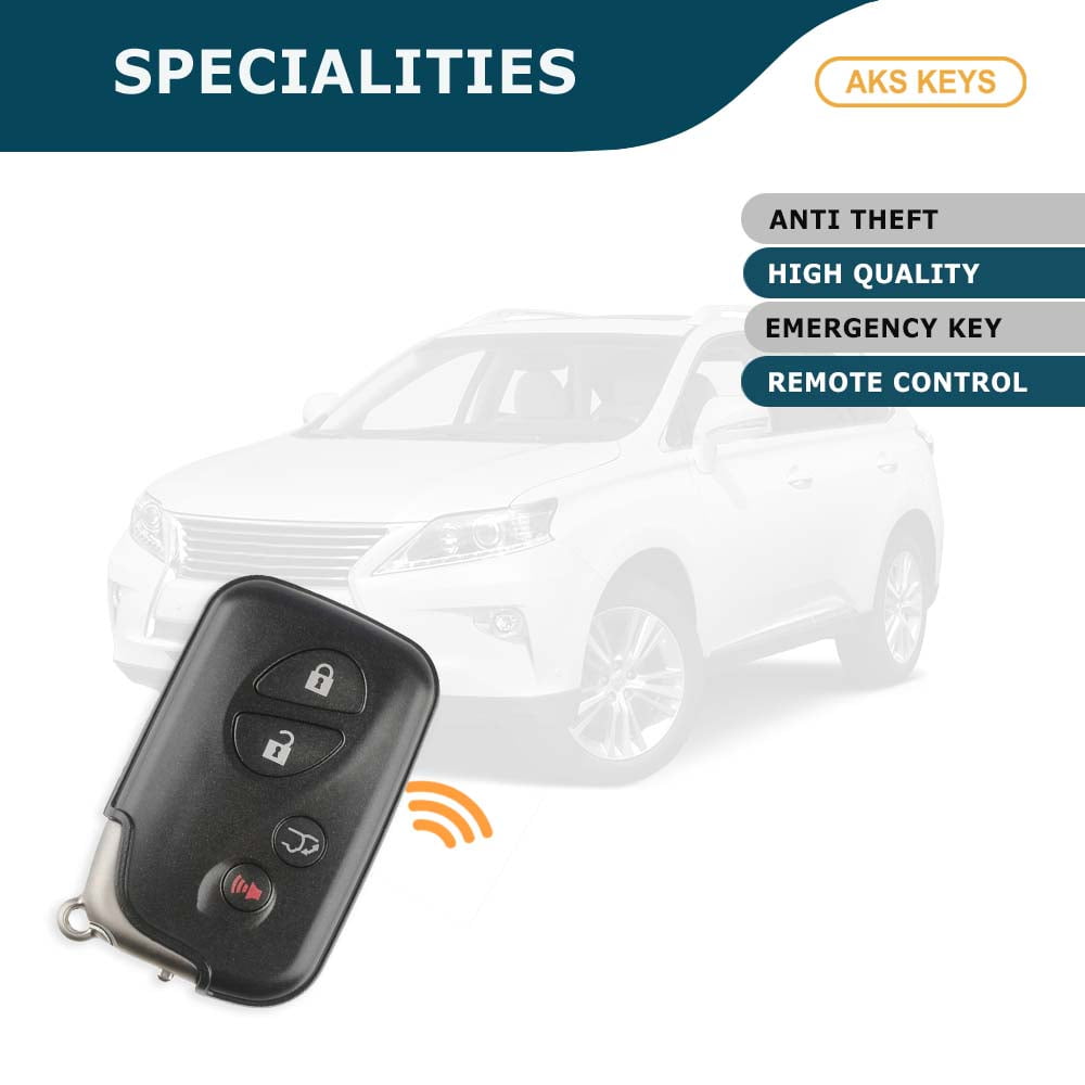 AKS KEYS Replacement for Lexus Smart Key 4 Buttons Fob That Uses FCC HYQ14ACX