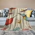 thumbnail image 2 of ONETECH Colorful Hummingbird Throw Blanket, Cartoon Bohemian Hummingbird Animal Nature Theme Printed Flannel Blanket for Bedroom Living Room Lounge, 2 of 6