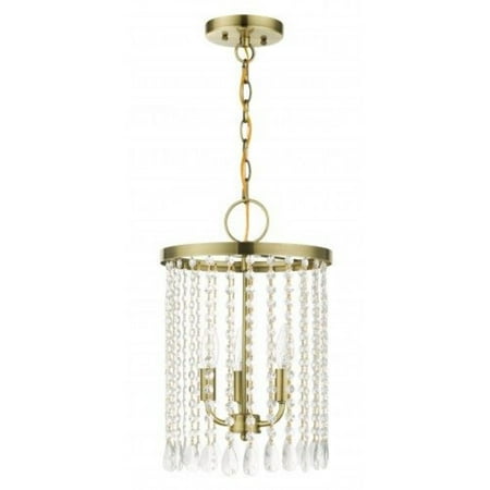 

3 Light Pendant in Glam Style 11 inches Wide By 17 inches High-Antique Brass Finish Bailey Street Home 218-Bel-4362951
