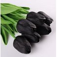 thumbnail image 2 of 24 ramo de tulipanes artificiales de látex, flores artificiales de tacto real, ramos de bricolaje, mesa de boda, decoración de oficina, arreglos florales, negro, 2 of 5