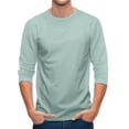 thumbnail image 6 of Gaukiv Men's Three Quarter Sleeve Shirts Raglan Crew Neck Tees Solid Color Baseball Shirts Light Blue L, 6 of 7