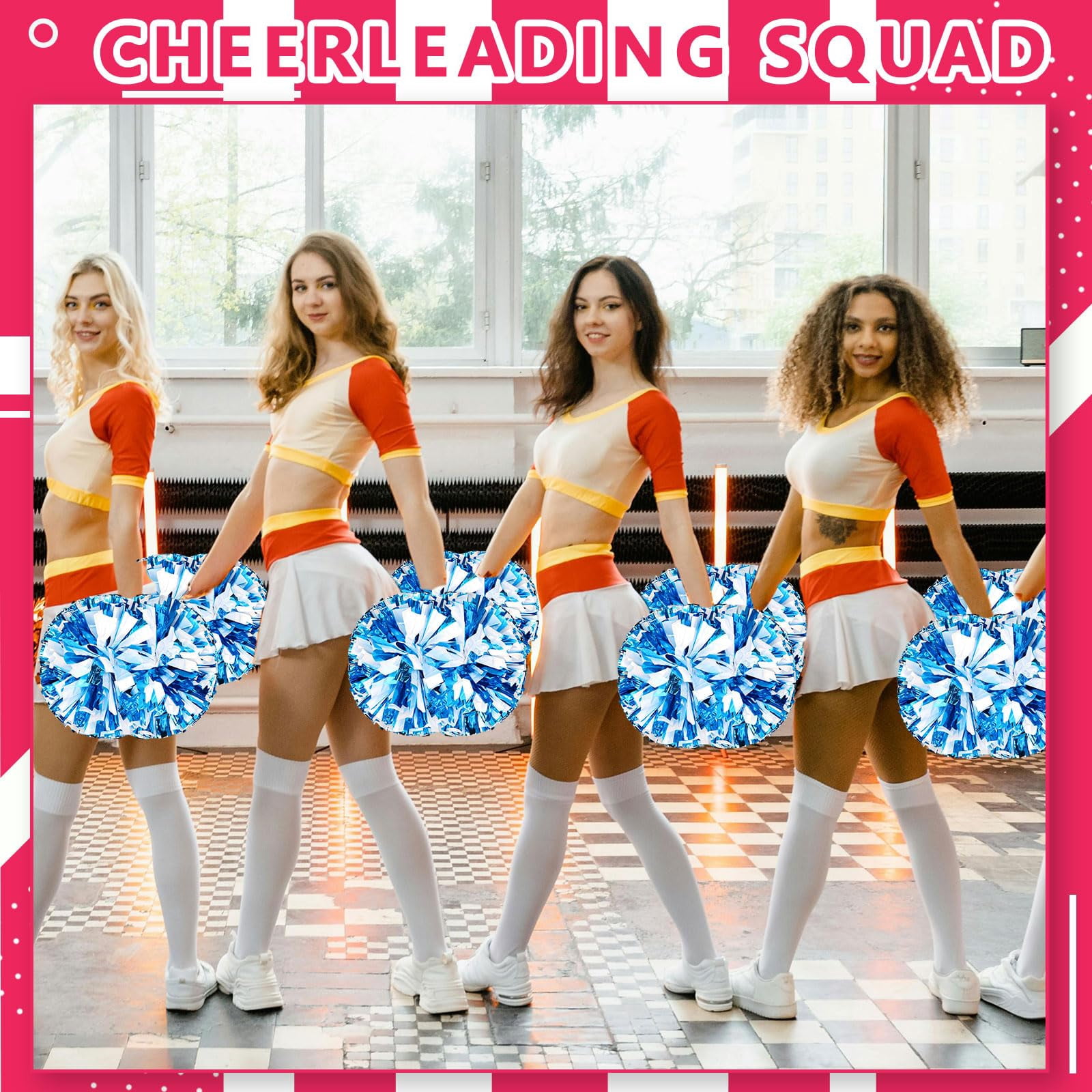 10 Pcs Cheerleading poms,pom poms Cheerleading with Handle Style Cheer Pom Pomsfor Dance, Matches, Team Spirit Sports
