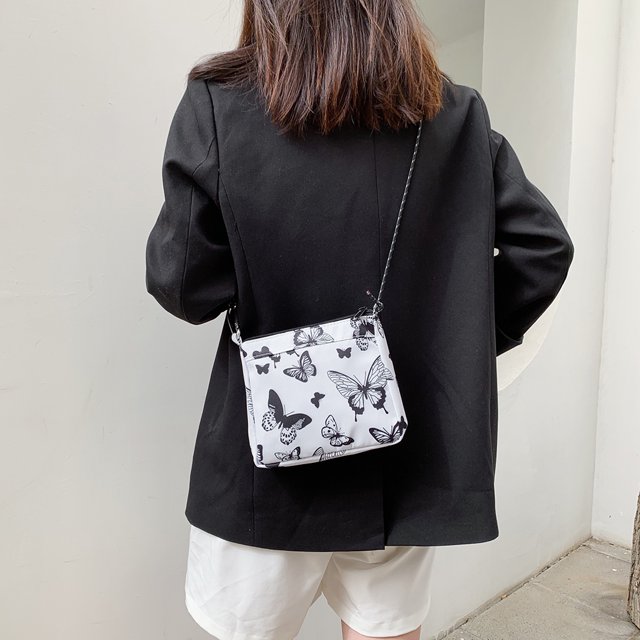 Moda mujer impresión bandolera bandolera bolsos casuales (mariposa)