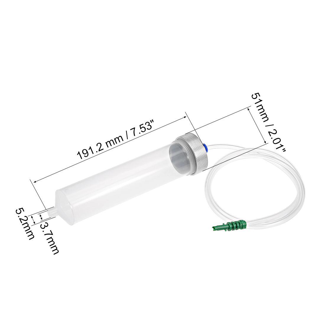 Plastic Air Tubing Glue Dispenser Syringes 200cc Clear w Adapter