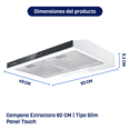 thumbnail image 2 of Campana de Cocina Purificadora Naesi AN503 60 cm Tipo Slim de Pared, 2 of 10
