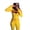 yellow, variant on Women's Letter Print Waist Fit Tracksuit Set Long Sleeve Top and Pants Casual Sport Outfit