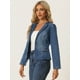 thumbnail image 3 of Chaqueta Vaquera con Solapa para Mujer Chaqueta de Mezclilla de Trabajo con un Botón de Manga Larga Azul L, 3 of 6