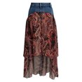 thumbnail image 5 of Jane Wardrobe Denim Chiffon Patchwork Paisley Print Midi Skirt Women High Waist Irregular Asymmetrical A Line Long Skirt 1PC S-XXL Plus Size Friendly, 5 of 6