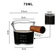thumbnail image 2 of Ochine 2.5-Ounce Espresso Measuring Glass with Wooden Handle Double Spouts Espresso Shot Glass Measuring Cup Pitcher Barista Measuring Cups for Coffee Tea Milk Espresso Maple Syrup Juice Wine Serving, 2 of 10