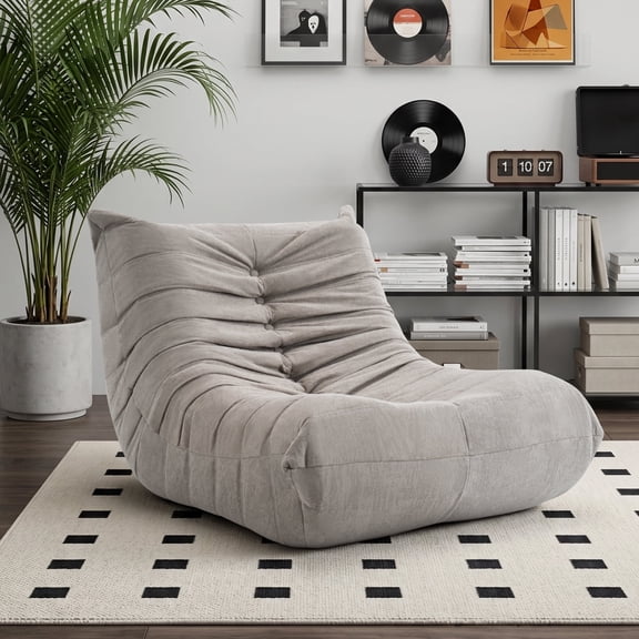 AUNEKIV Bean Bag Chair, Comfy Bean Bags Lazy Sofa for Adults, Floor Chair for Living Room Bedroom Dorm, Grey