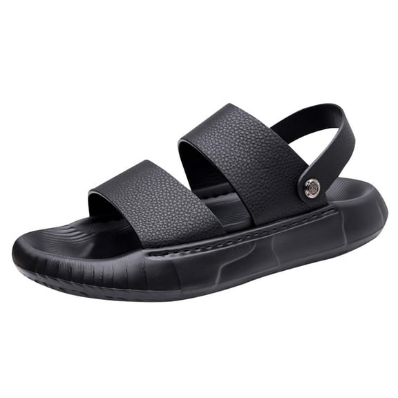 HBGVBA Men Beach Sandals Open Toe Leather Soft Sole Breathable Thick Sole Summer Casual Outdoor Comfortable Shoes 43