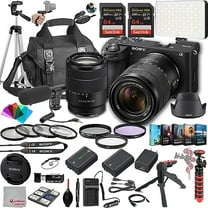 Sony a6700 Mirrorless Camera with 18-135mm Lens, 128GB Extreem Speed Memory,Microphone, 120LED Video Light, Tripod, Filters, Hood, Grip,Spare Battery & Charger, Editing Software Kit -Deluxe Bundle