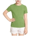 thumbnail image 7 of ITSAME Girls Short Sleeve Shirts Ribbed Knit Slim Fit Crewneck Tees Summer Basic Casual Tops Green Size 11-12, 7 of 7