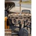 thumbnail image 4 of Outdoor Tablecloth with Umbrella Hole and Zipper, Brown Beige Square Table Cloth 60x60 Inch Waterproof Tablecloth, Rustic Farmhouse Dog Paw Vintage Picnic Table Cover for Patio Camping, 4 of 7