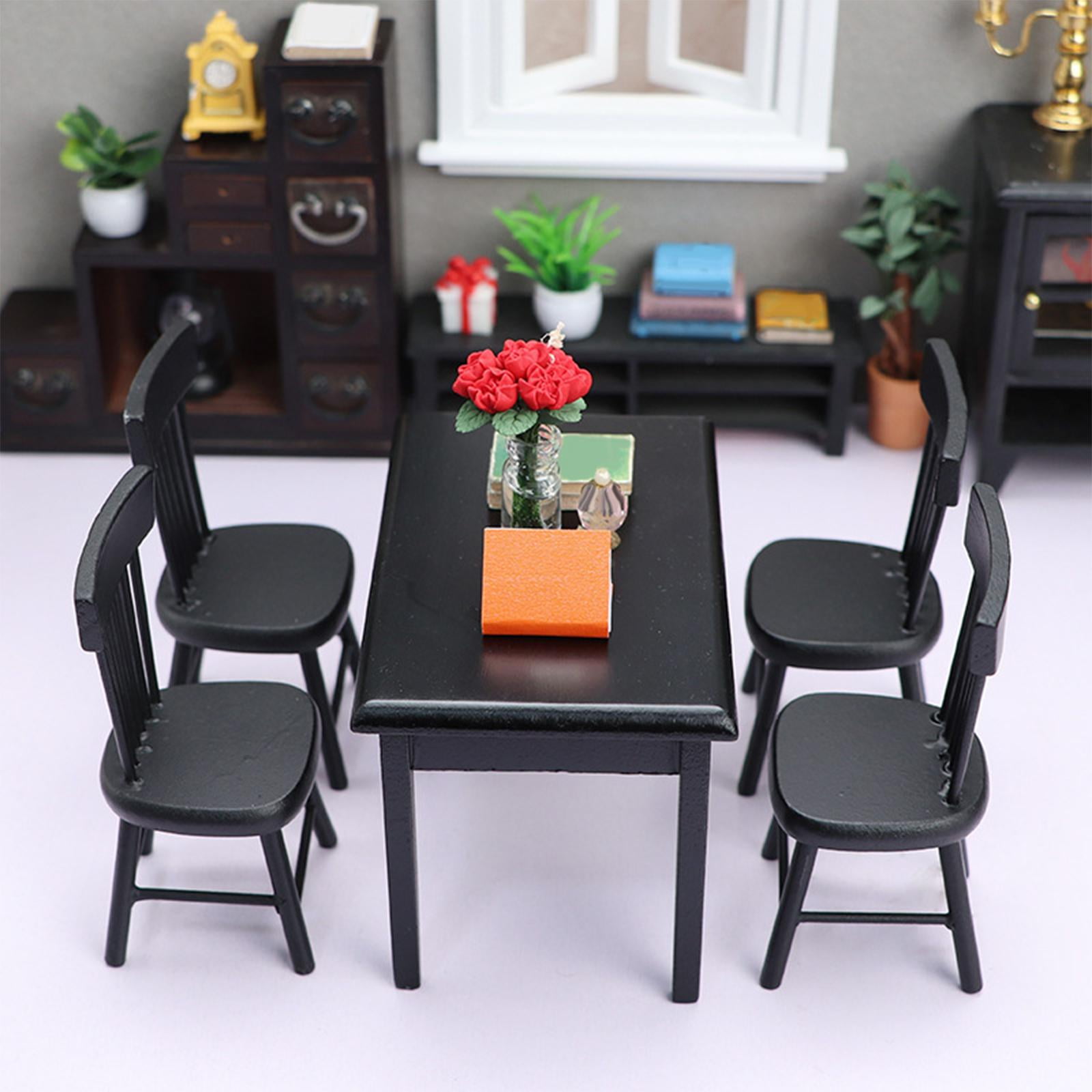 1 12 Miniature Dining Table Chair Set Furniture Toys Dolls House Walmart