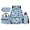 Blue Star Print, variant on Yuyamidu Pink Axolotl 4Pcs Kids Backpack Set for Girls 17 Inch Schoolbag with Lunch Bag Pencil Case Water Bottle Bag Cute Back to School Satchel
