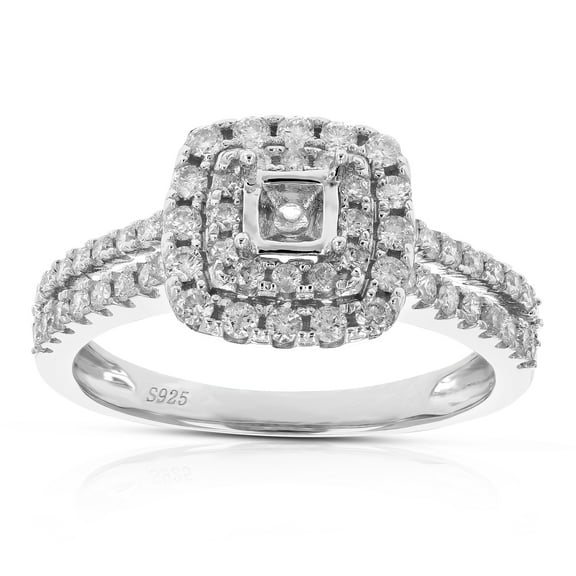 Vir Jewels 2/3 CTTW Diamond Semi Mount Engagement Ring .925 Sterling Silver Size 7 Female Adult