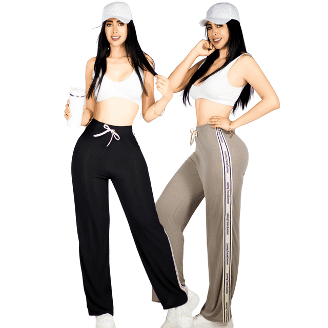 Set De Dos Pants De Mujer Pantalones Anchos Casual O Elgante Pans Stretch