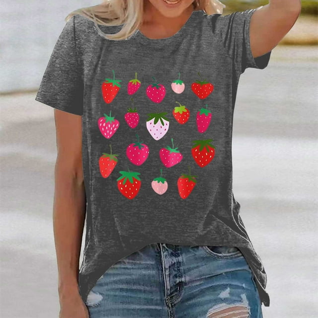 T-Shirt Col Rond Imprimé Élégant pour Femmes Design Graphique Décontracté pour Usage Quotidien