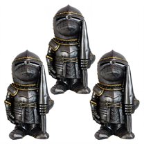 ICERUN 3Pcs Garden Gnomes,Resin Knight with Spear Sculpture Garden Decor for Outside,Vintage Aged Craft Outdoor Statues,Style2