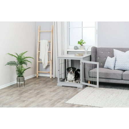 UPC: 4011905397641 | TRIXIE 2-Door 38.7 Wooden Indoor Furniture Style Crate for Dogs with Water Resistant Floor Gray