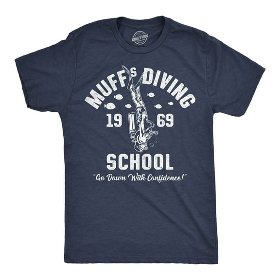 Mens Funny T Shirts Muffs Diving School Sarcastic Graphic Novelty Joke Tee for Men Graphic Tees