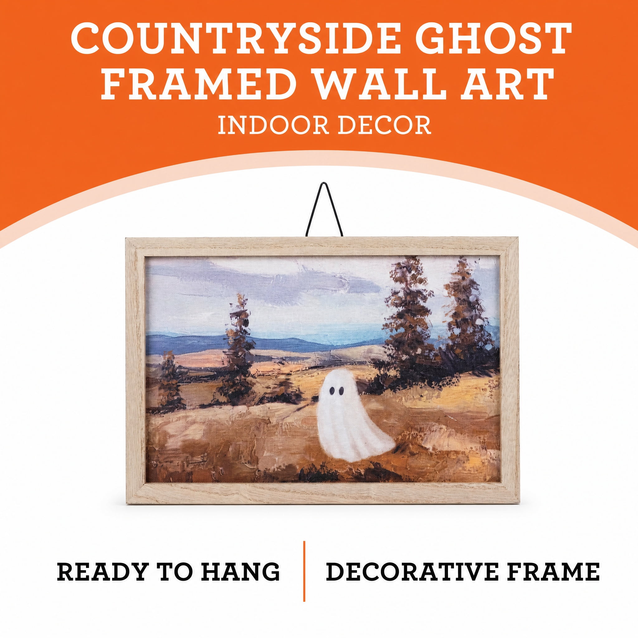 Countryside Ghost Framed Wall Art, Multicolor, 12" x 8.1", Halloween by Way To Celebrate