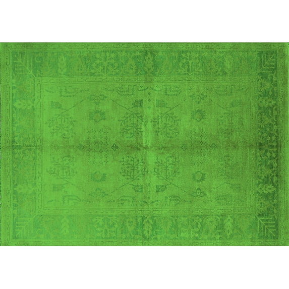 Ahgly Company Indoor Rectangle Oriental Green Industrial Area Rugs, 3' x 5'