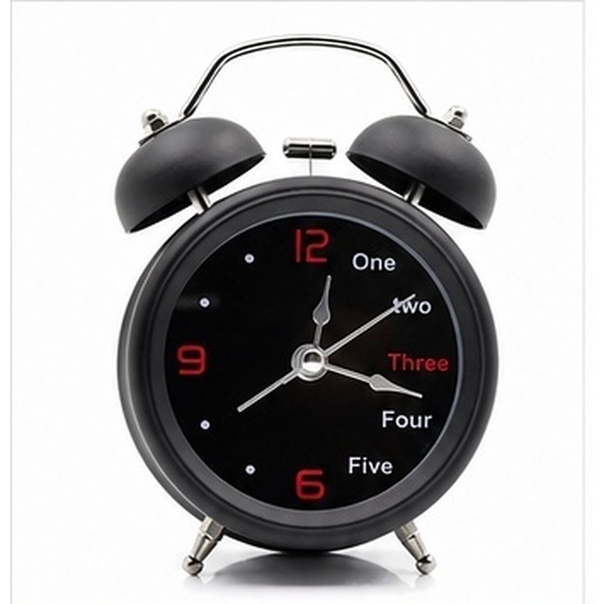 ORDDIART Black Twin Bell Analog Alarm Clock with Silent Sweep Movement