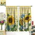 thumbnail image 3 of Sunflower Blackout Curtains Spring Beautiful Floral Bright Yellow White Buffalo Check Plaid Colorful Rustic Art Print for Living Room Bedroom Kitchen Decor Rod Pocket Window Drapes 2 Panels 42x63in, 3 of 6